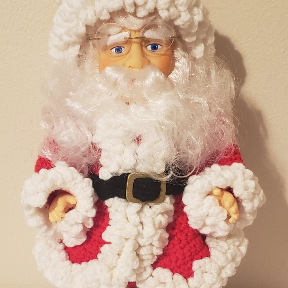 Santa Claus Vintage Crochet Doll Kit Rubber Face, boots, glasses